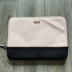 kate spade Blush Pink saffiano leather laptop case with Gold Plaque